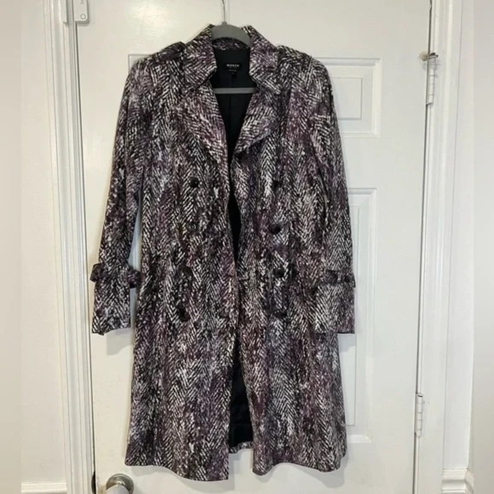 Worth New York 100%‎ Silk Double Breasted Trench Coat - Size P (Petite)